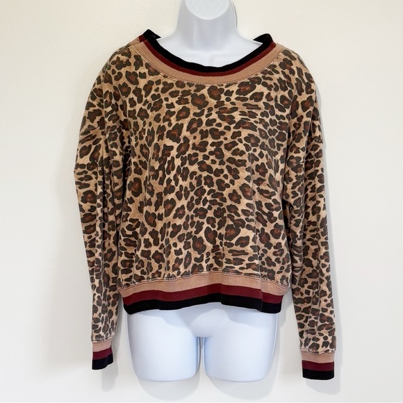 Vintage Sweaters - VINTAGE HAVANA Long Sleeve Crewneck Top Cheetah Print Size Small